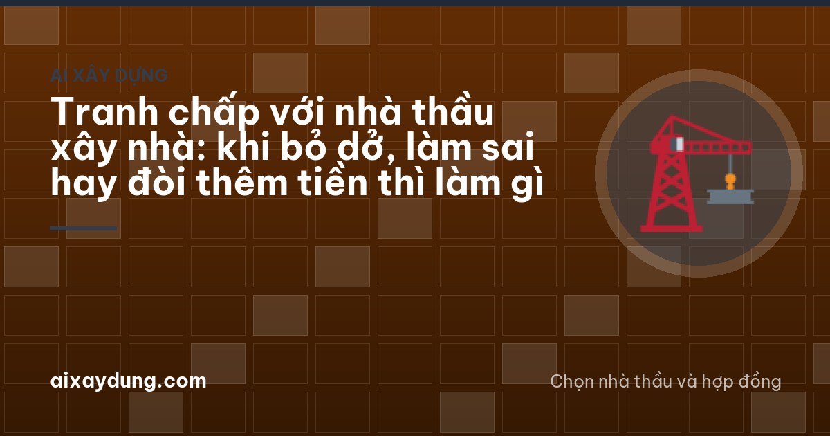 Tranh chấp với nhà thầu xây nhà: khi bỏ dở, làm sai hay đòi thêm tiền thì làm gì